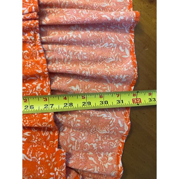 Free People Talk About It Tunic Top Bell Sleeves Orange Floral Size Medium - Picture 12 of 12